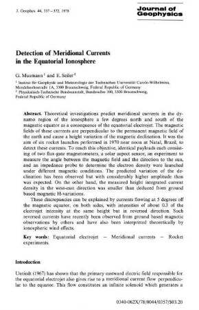 Detection of meridional currents in the equatorial ionosphere