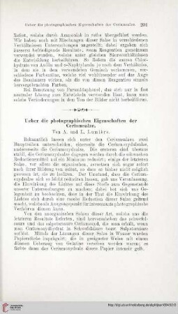 Ueber die photographischen Eigenschaften der Ceriumsalze