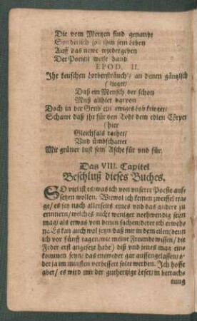 Das VIII. Capitel. Beschluß dieses Buches.
