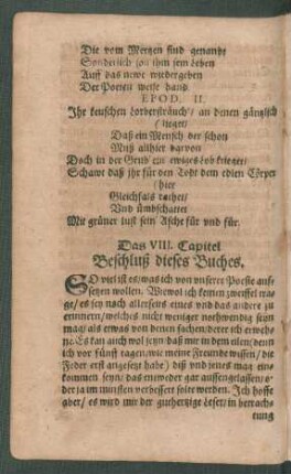 Das VIII. Capitel. Beschluß dieses Buches.