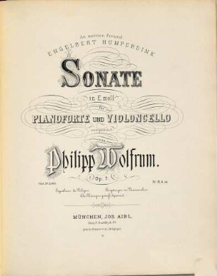 Sonate : in e-Moll ; für Pianoforte u. Violoncello ; op. 7