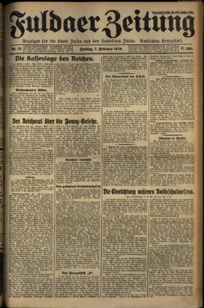 Erste Ausgabe vom Freitag, den 07. Februar 1930.