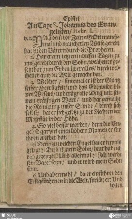 [Am Tage S. Johannis des Evangelisten]