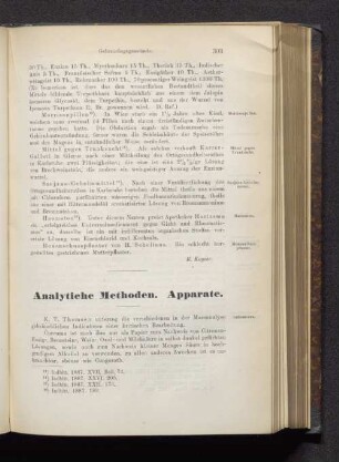 Analytische Methoden. Apparate