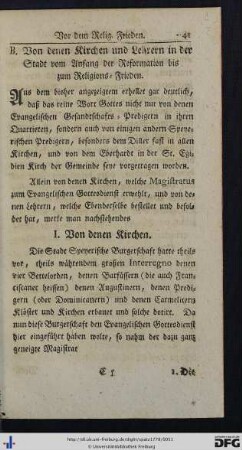 B. Von denen Kirchen und Lehrern in diesem Zeitpunct.