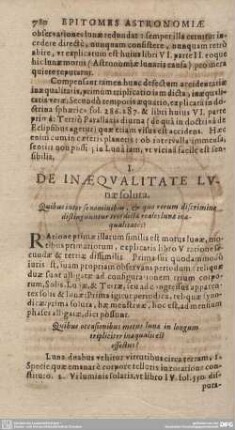 I. DE INAEQUALITATE LUnae soluta.