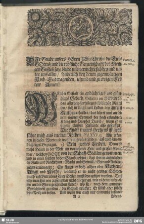 Leichenpredigt : Der Christen guter Muth in Aengsten, Praeloquium, Leichen-Text, Eingang, Abhandlung