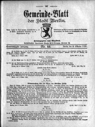1920,41: Nr. 41, 10. Oktober 1920