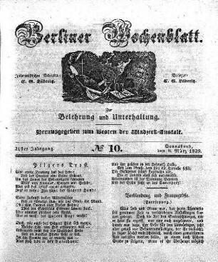 No. 10, Sonnabend, den 9. Maerz 1839.