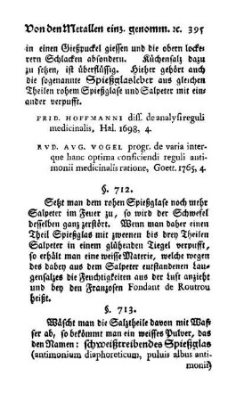 Schweißtreibendes Spießglas, Nitrum antimoniatum, Materia perlata, Spießglasclyssus, caustischer Salpeter und scharfe Spießglastinctur (§. 712-717)