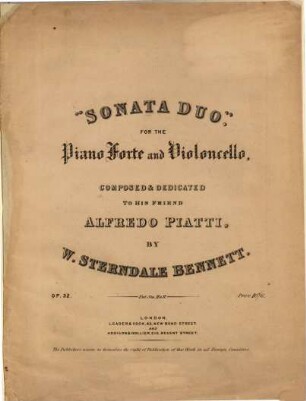 Sonata duo for the piano forte and violoncello : op. 32