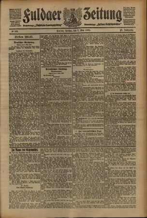 Erste Ausgabe vom Freitag, den 07. Mai 1909.
