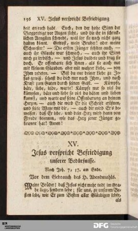 XV. Jesus verspricht Befriedigung unserer Bedürfnisse.