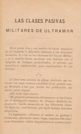 Las clases pasivas militares de ultramar