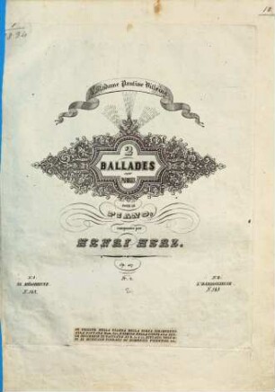 2 ballades sans paroles : pour le piano ; op. 117, 2. L'harmonieuse. - 9 S. - Pl.Nr. 543