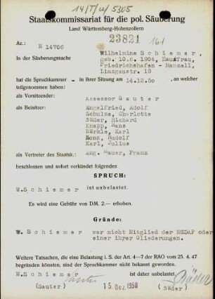 Schiemer, Wilhelmine
