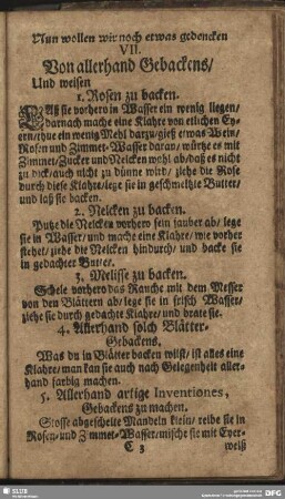 VII. Von allerhand Gebackens