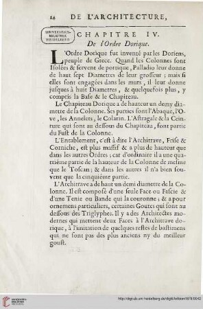 Chapitre IV: De l'ordre dorique