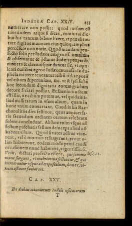 Cap. XXV. De diebus ieiuniorum Iudaeis visitatorum.