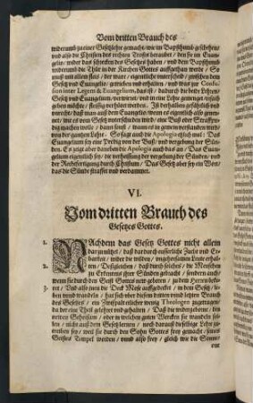 "VI. Vom dritten Brauch des Gesetzes Gottes"