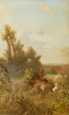 Teich in der Campagna mit flötenspielendem Pan