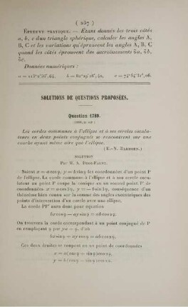 Solutions de questions proposée. Question 1789.