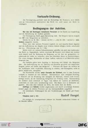 Verkaufs-Ordnung – Bedingungen der Auktion