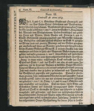 Num. III. Contract de anno 1564.
