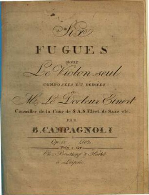 Six fugues pour le violon seul : op. 10, 2