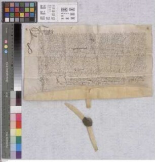Ober-Roden: Instrument über einenKConsens Philipps von Hanau in einen Tausch Adolphus Archiepiscopus Moguntiae Symoni Heydeck Scholastico ecclesia...