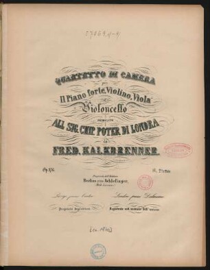 Quartetto di camera per il piano forte, violino, viola e violoncello op. 176