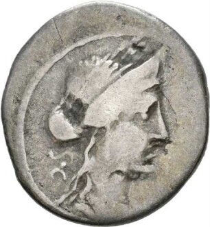 Denar des P. Licinius Crassus mit Darstellung einer Personifikation der Kavalerie