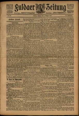 Erste Ausgabe vom Freitag, den 02. August 1907.