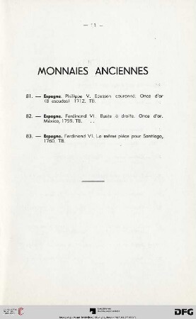 Monnaies Anciennes (Nr.81-83)