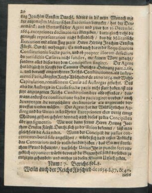 Num: 7. Bericht. fol. 8.