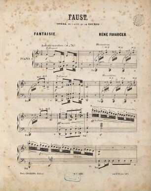 Fantaisie sur le choeur des soblats et le choeur des vieillards de Faust de Gounod : pour piano