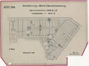 Belegungspläne Charlottenburg (Originale) - Erweiterung Südwestkirchhof Stahnsdorf - Gartenblock III,IV Gartenstellen ; Gartenblock V Wahlstellen