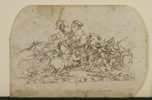Schlachtenszene / Römische Soldaten und Nashorn (verso)