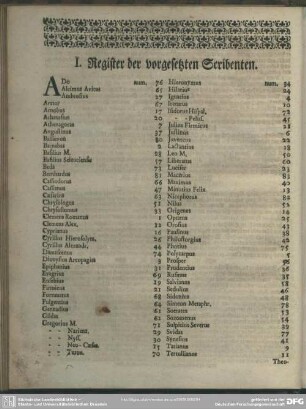 I. Register der vorgesetzten Scribenten