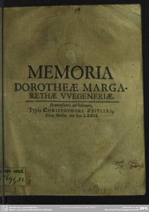 Memoria Doroth. Margar. Wegeneriae