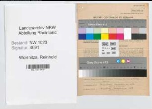 Entnazifizierung Reinhold Woisnitza , geb. 12.09.1891 (Steuerinspektor)