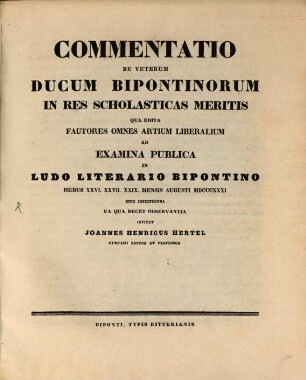 Ad examina publica in Ludo Literario Bipontino ... invitat. 1830/31 (1831)