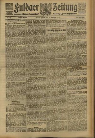 Erste Ausgabe vom Freitag, den 03. November 1911.