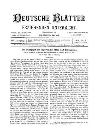 Die Pädagogik als angewandte Ethik und Psychologie : (Fortsetzung)