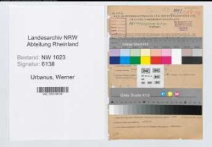 Entnazifizierung Werner Urbanus , geb. 31.10.1899 (Oberregierungsrat)