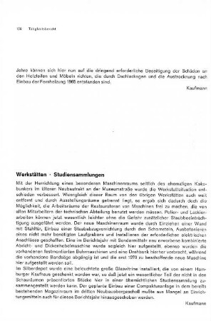 Werkstätten - Studiensammlungen