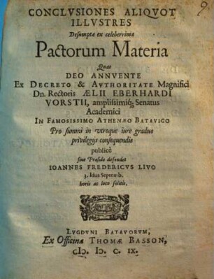 Conclvsiones Aliqvot Illvstres Desumtae ex celeberrima Pactorum Materia