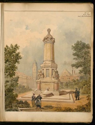 Gefallenendenkmal, Erfurt Monatskonkurrenz Juli 1874: Perspektivische Ansicht