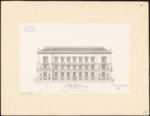 Kollegiengebäude der Kaiser-Wilhelm-Universität Straßburg Wettbewerb: Seitenansicht 1:200