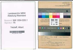 Entnazifizierung Albert Tetzlaff , geb. 01.04.1897 (Lehrer)